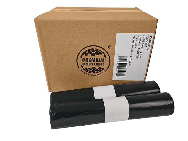 LDPE Zak T50 Grijs 60x80cm 20 stuks per rol 400 stuks p/ds