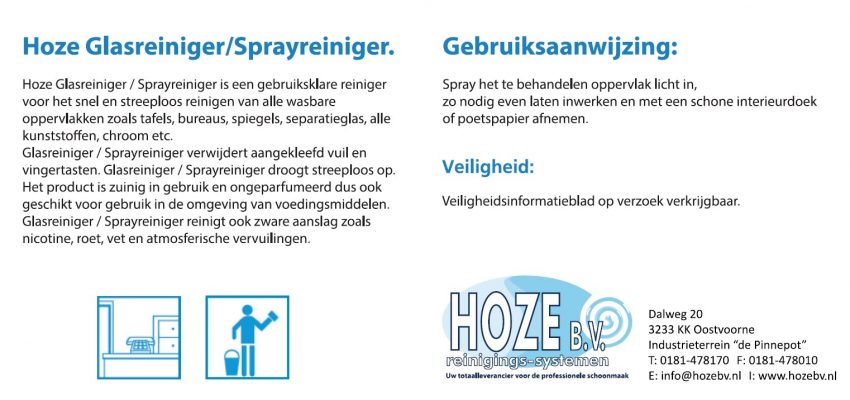 hoze glas / sprayreiniger