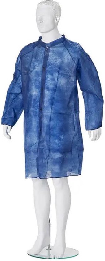 HYGOCLEAN® bezoekersjas PP klittenband blauw 2XL ds 50 x 1st
