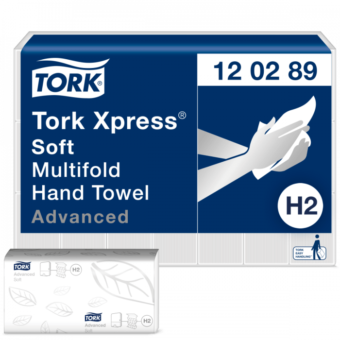 TORK 120289 XPRESS H2 MULTIFOLD PAPIEREN HANDDOEKEN ADVANCED H2 ZACHT GROOT 2LAAGS WIT